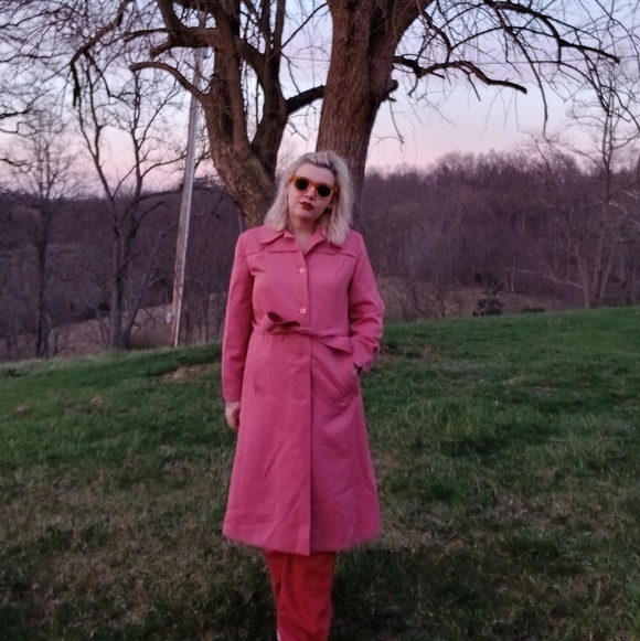 Vintage Grand Tier Trench Coat Dusty Rose - Picture 4 of 12